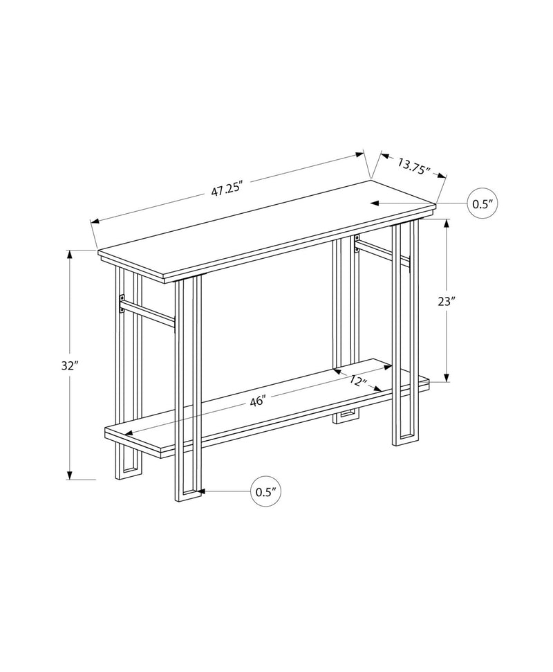 Accent Table - 48"L / Taupe / Black Metal Hall Console - I 3577