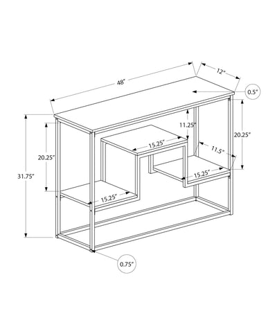 Accent Table - 48"L / Black Marble / Black Metal Console - I 3579