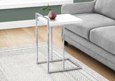 Accent Table - 25"H / Glossy White / Chrome Metal - I 3636