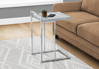 Accent Table - 25"H / Grey Cement / Chrome Metal - I 3639