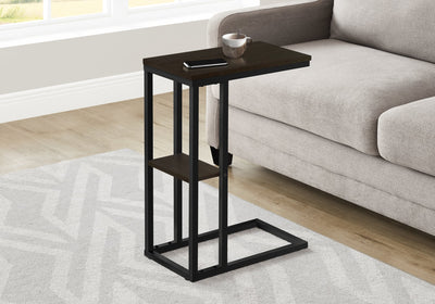 Accent Table - 25"H / Espresso / Black Metal - I 3670