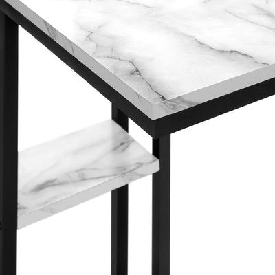 Accent Table - 25"H / White Marble / Black Metal - I 3675