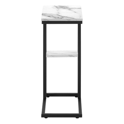 Accent Table - 25"H / White Marble / Black Metal - I 3675