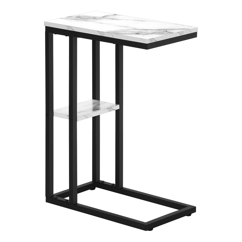 Accent Table - 25"H / White Marble / Black Metal - I 3675