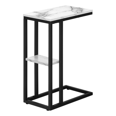 Accent Table - 25"H / White Marble / Black Metal - I 3675