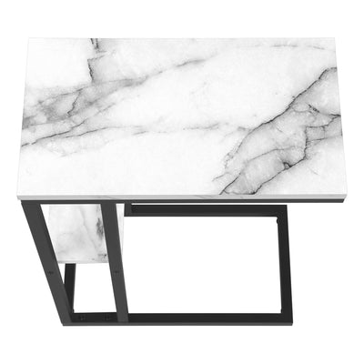 Accent Table - 25"H / White Marble / Black Metal - I 3675