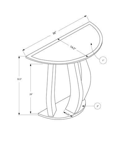 Accent Table - 36"L / Brushed Silver / Mirror - I 3727