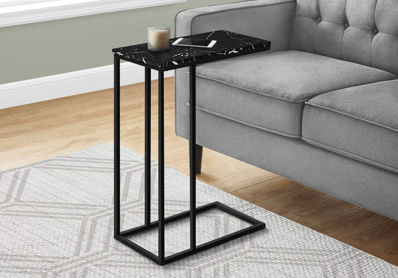 Accent Table - 25"H / Black Marble / Black Metal - I 3763