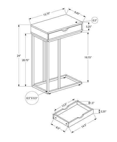 Accent Table - 25"H / White / Black Metal - I 3770