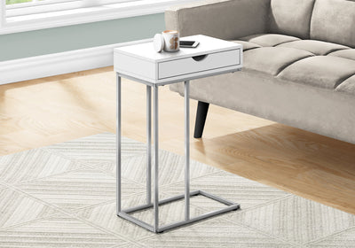 Accent Table - 25"H / White / Silver Metal - I 3774