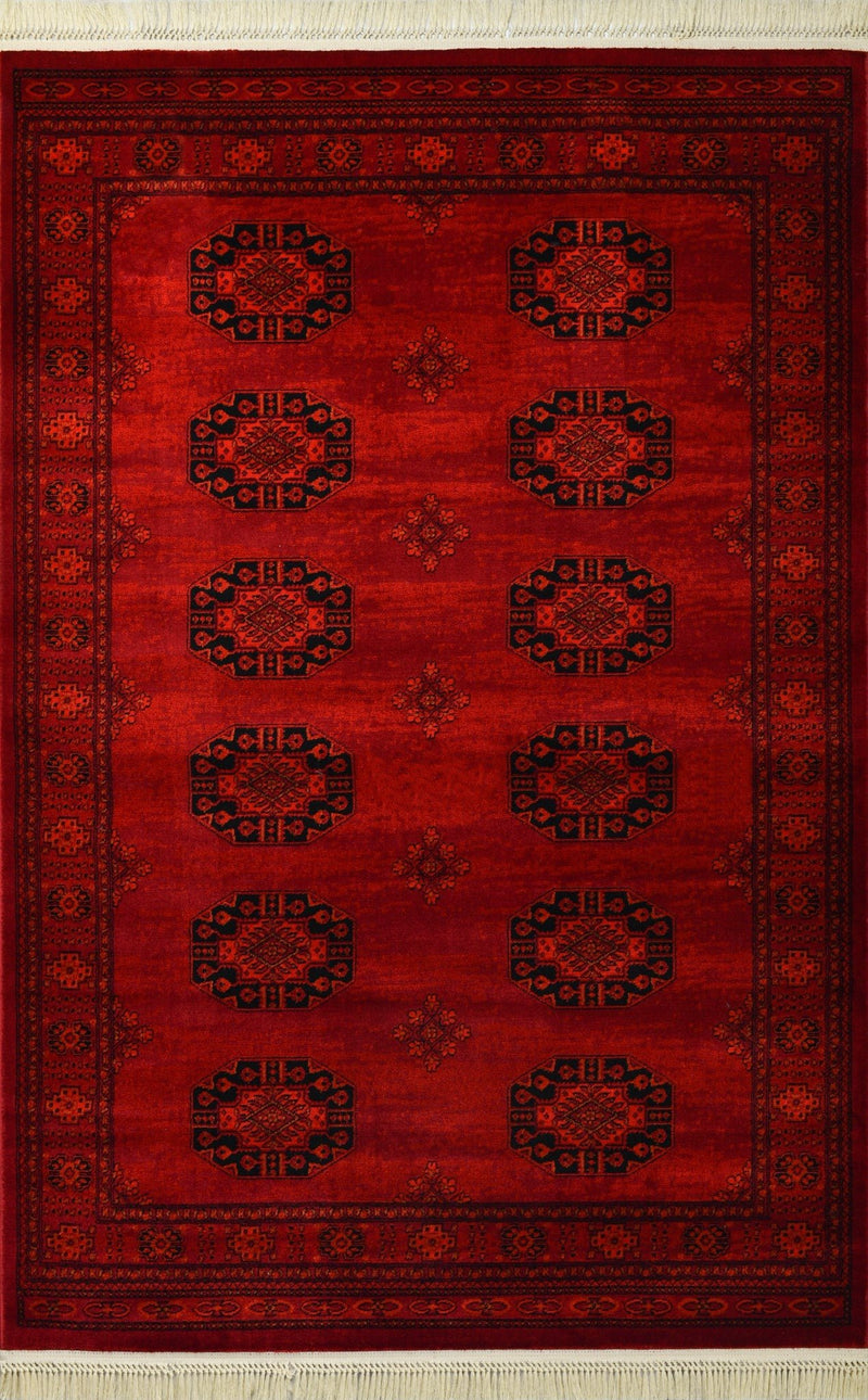 Afghan Powerloomed Red Black Rug Bokhara - VI-AFG-23-6871H