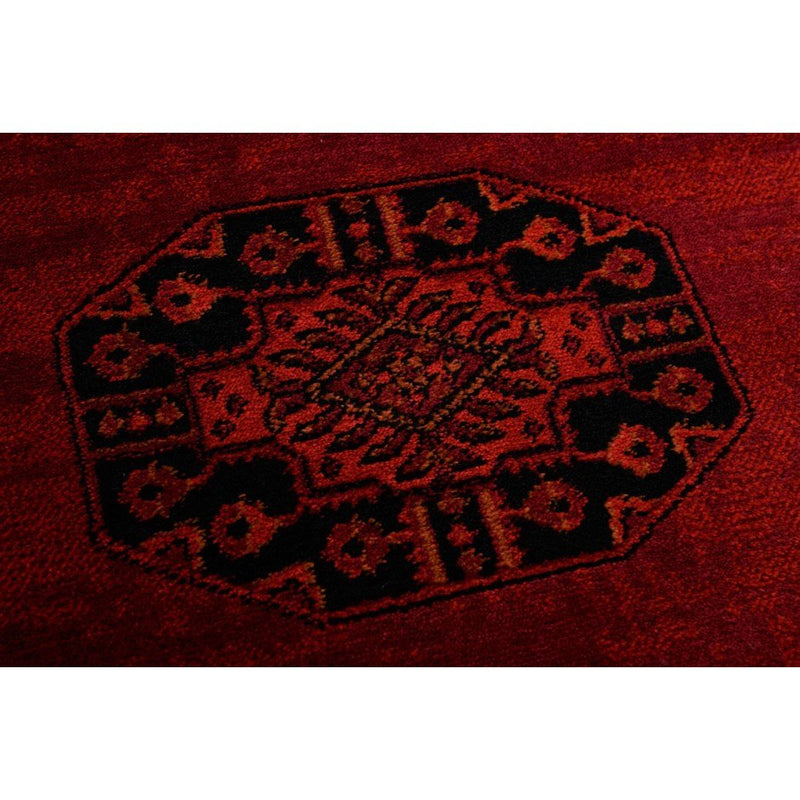 Afghan Powerloomed Red Black Rug Bokhara - VI-AFG-23-6871H