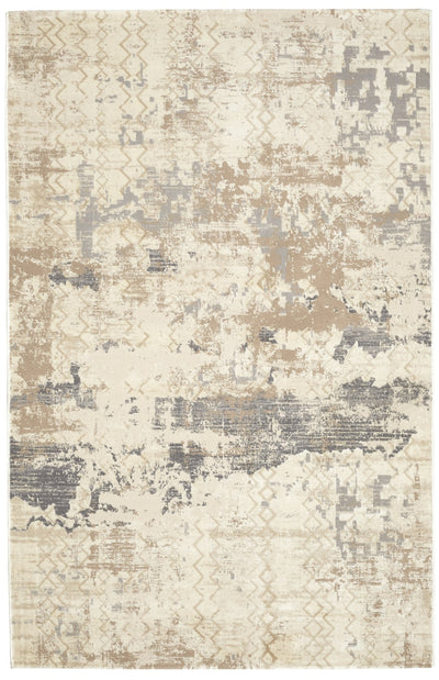 Dark Grey Cream Textured Abstract Rug - VI-ARI-81-4494A-SDGREY