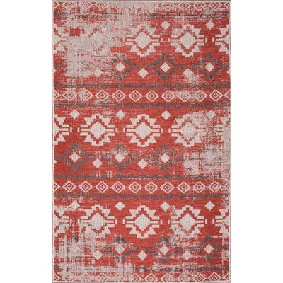 Carnival Indoor-Outdoor Polypropylene Light Grey Red Rug - VI-CAR-35-2006-RED