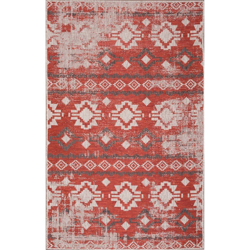 Carnival Indoor-Outdoor Polypropylene Light Grey Red Rug - VI-CAR-35-2006-RED