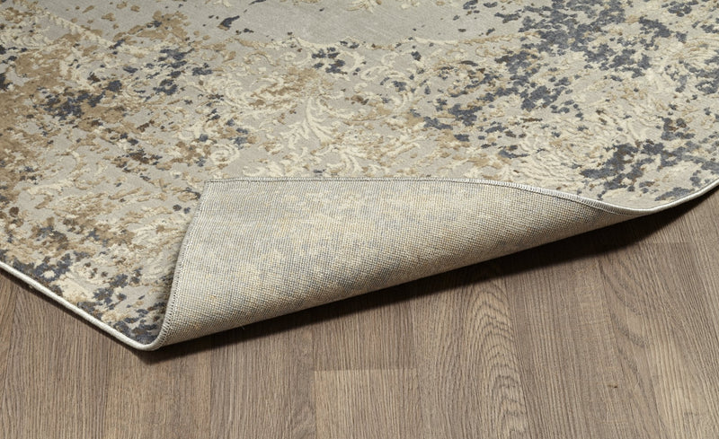 Muted Grey Ivory Medallion Distressed Rug - VI-CHA-46-1003