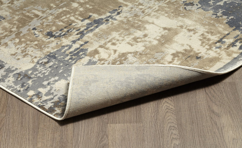 Muted Grey Ivory Distressed Strokes Abstract Rug - VI-CHA-46-1004