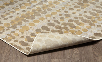 Muted Grey Ivory Dots Abstract Rug - VI-CHA-46-1005