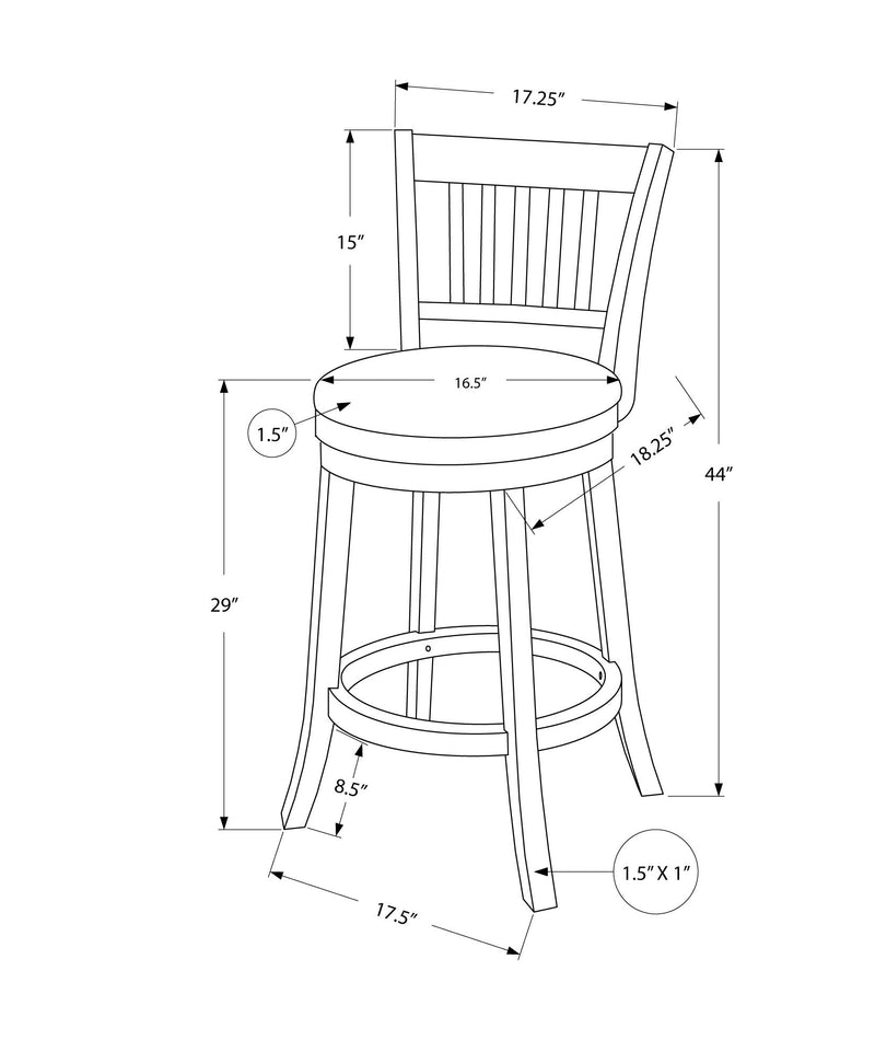 Barstool - 2Pcs / 44"H / Espresso / Swivel Bar Height - I 1236