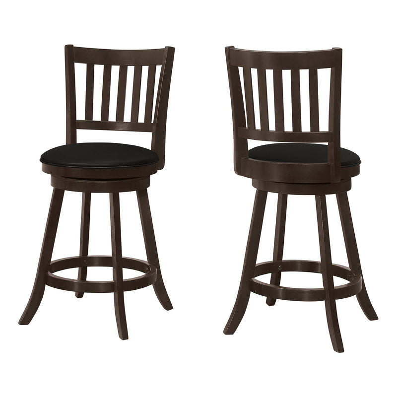 Barstool - 2Pcs / 39"H / Espresso / Swivel Counter Height - I 1237