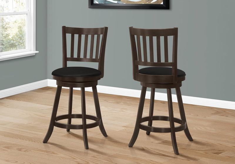 Barstool - 2Pcs / 39"H / Espresso / Swivel Counter Height - I 1237