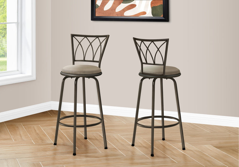 Barstool - 2Pcs / 43"H / Swivel / Dark Coffee Metal - I 2393