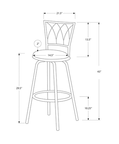 Barstool - 2Pcs / 43"H / Swivel / Dark Coffee Metal - I 2393