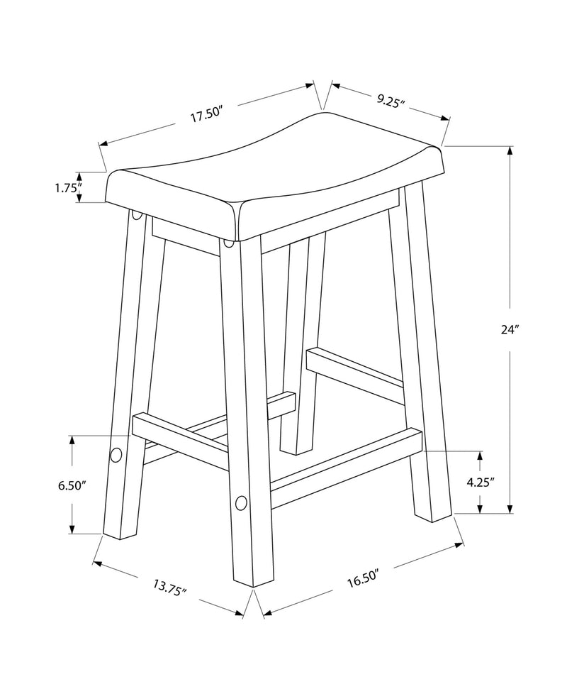 Barstool - 2Pcs / 24"H / White Saddle Seat - I 1533