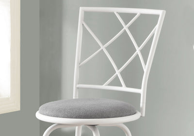 Barstool - 2Pcs / Swivel / White / Grey Fabric Seat - I 2377