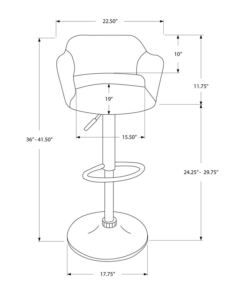 Barstool - Black / Black Metal Hydraulic Lift - I 2381