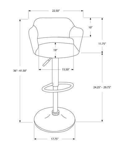 Barstool - White / White Metal Hydraulic Lift - I 2382