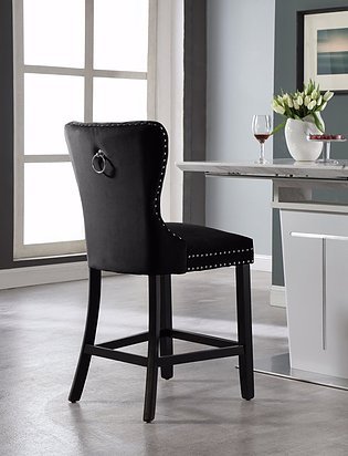 Black Velvet Plush Cushioned Barstool - IF-ST-6011