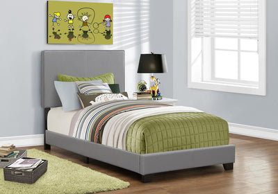 Bed - Twin Size / Grey Leather-Look - I 5912T