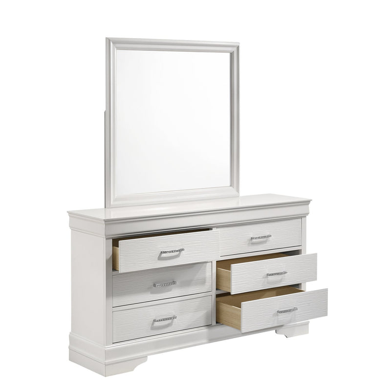 Brooklyn White Collection Dresser/Mirror - ME-BrooklynW-DM