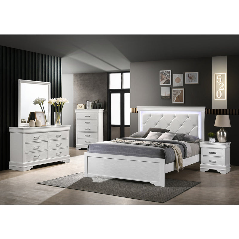 Brooklyn White Collection King Platform Bed - ME-BrooklynW-K