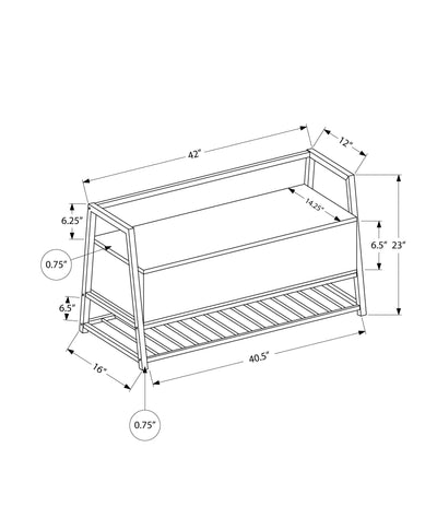 Bench - 42"L / Grey Storage / Black Metal - I 4500