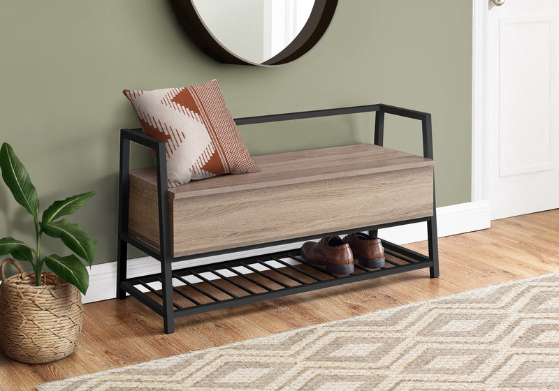 Bench - 42"L / Dark Taupe Storage / Black Metal - I 4501