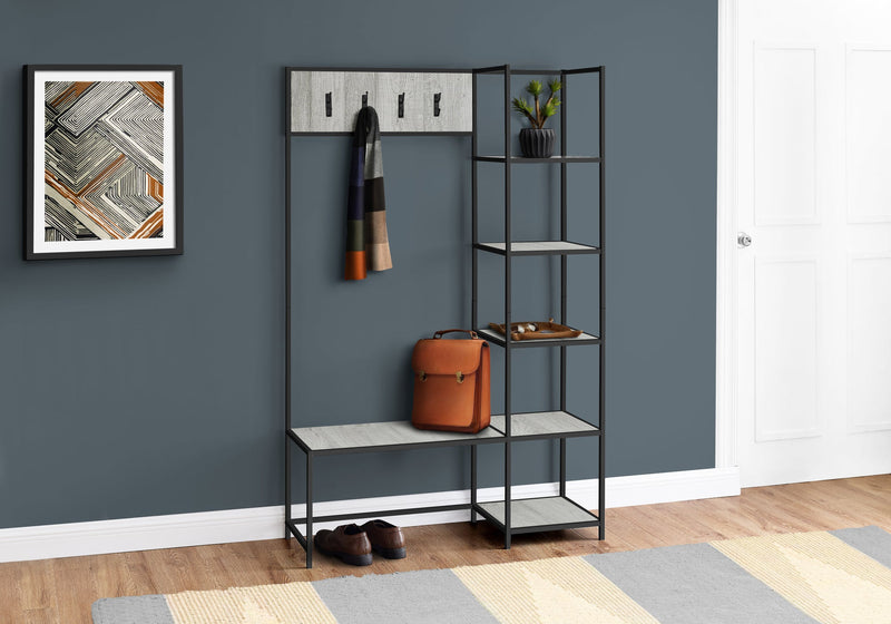 Bench - 72"H / Grey / Black Metal Hall Entry - I 4512