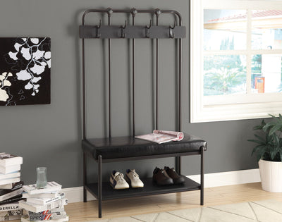 60"H Charcoal Grey Metal Hall Entry Bench - I 4545