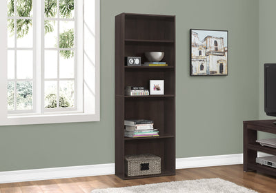 Bookcase - 72"H / Cappuccino With 5 Shelves - I 7467
