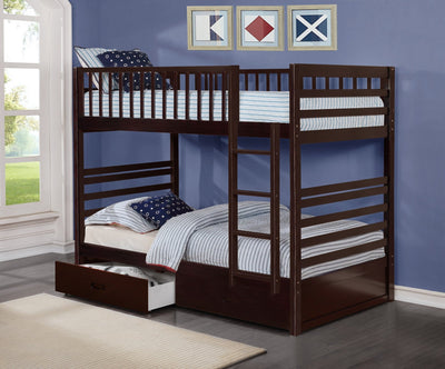 Twin/Twin Espresso Solid Wood Bunk Bed Splits to Two Beds - IF-110-EX