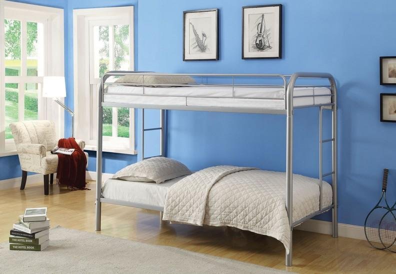 Space Saving Grey Twin/Twin Steel Platform Bunkbed - T-2810-S/IF-B-500-G