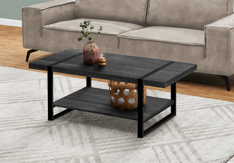 Coffee Table - Black Reclaimed Wood-Look / Black Metal - I 2860