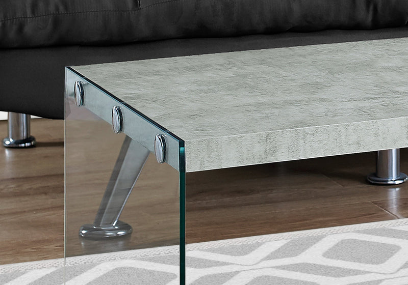 Coffee Table - Grey Cement With Tempered Glass - I 3230