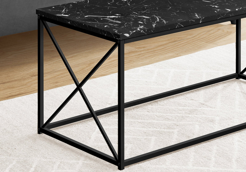 Coffee Table - 40"L / Black Marble / Black Metal - I 3783