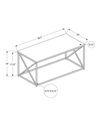 Coffee Table - 40"L / Grey Stone-Look / Black Metal - I 3785