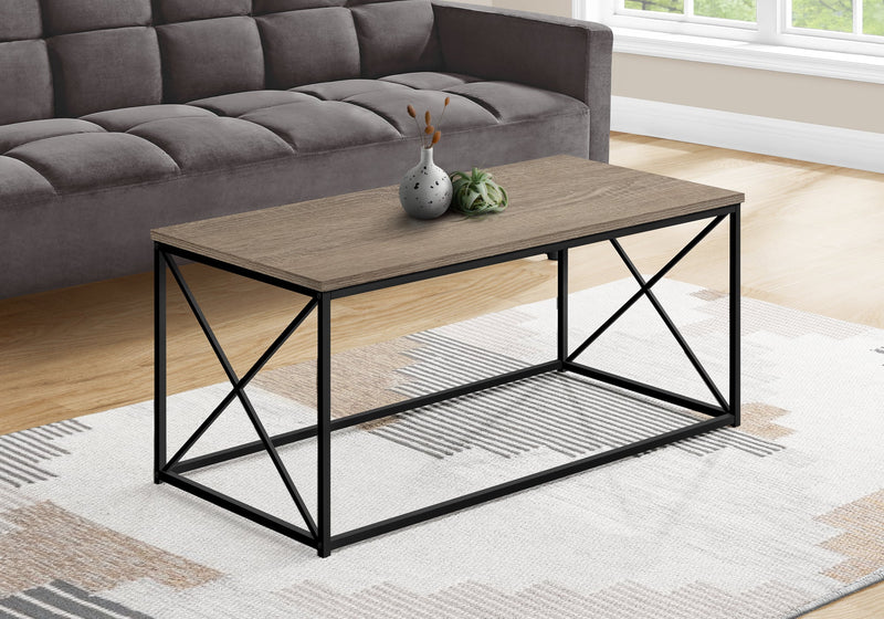 Coffee Table - 40"L / Dark Taupe / Black Metal - I 3786