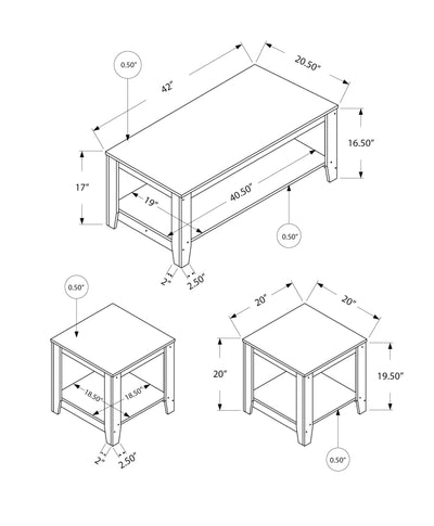 Coffee Table Set - 3Pcs Set / Dark Walnut - I 7882P