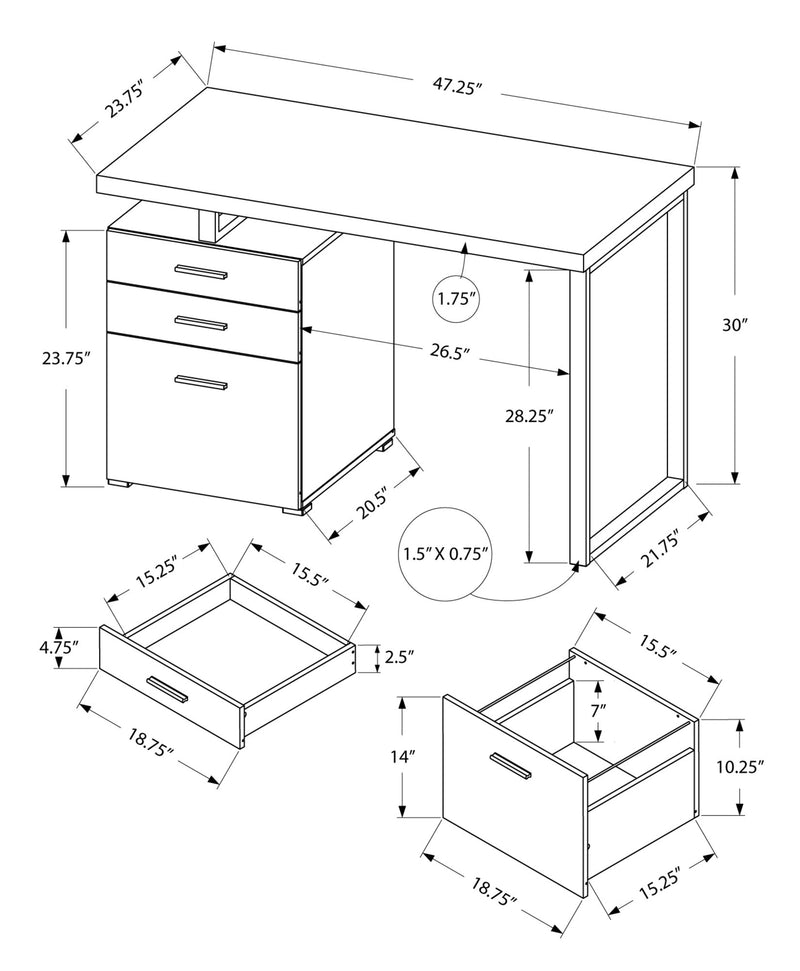 Computer Desk - 48"L / Cappuccino Left Or Right Facing - I 7026