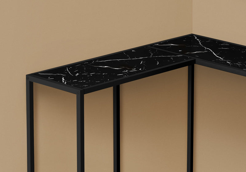 Accent Table - 36"L / Black Marble / Black Corner Console - I 2158